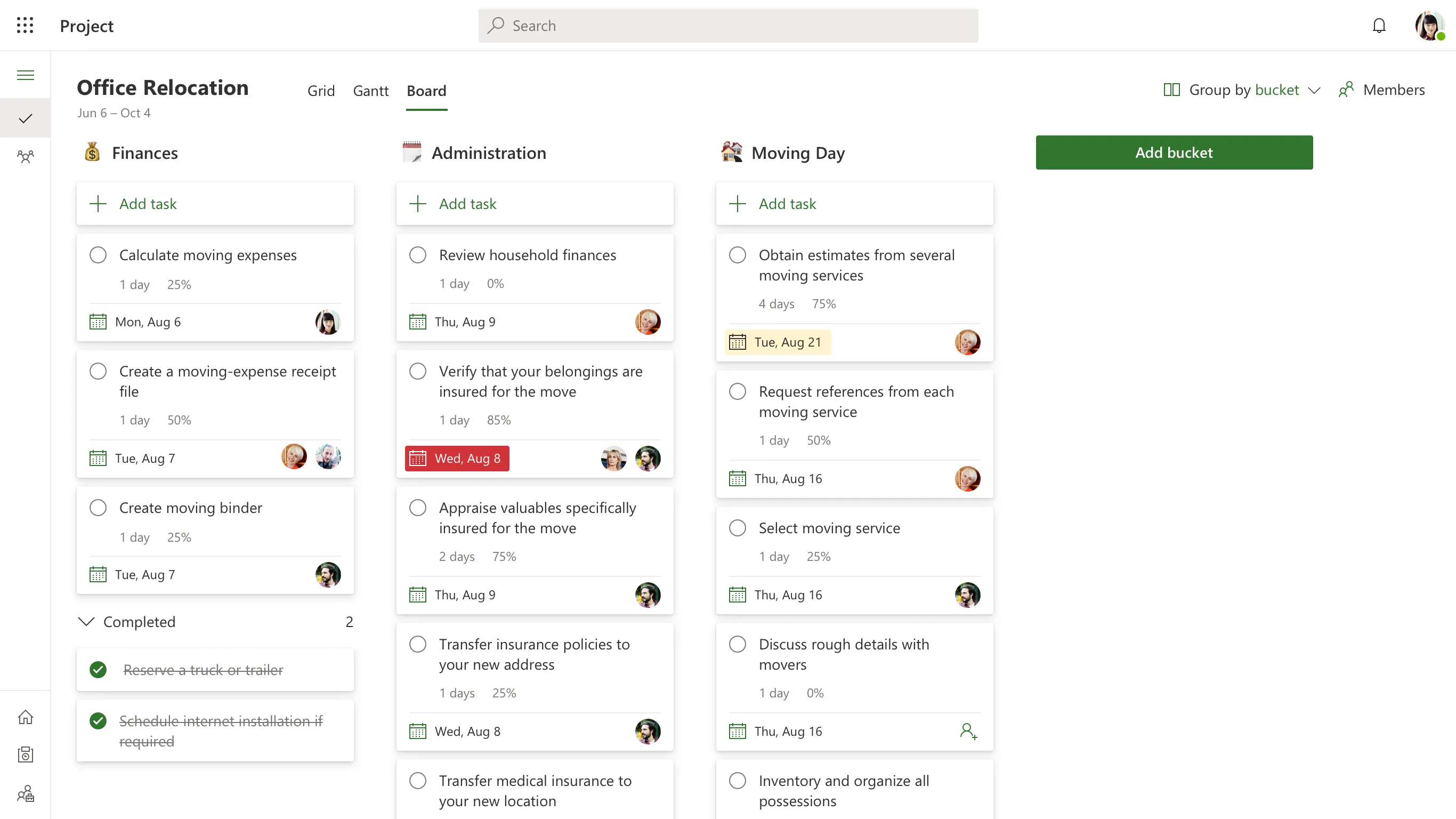 Project board view