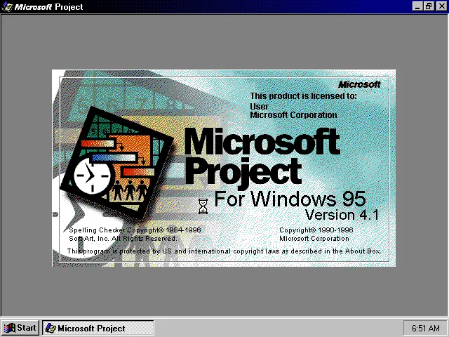 Microsoft Project 4.1 for Windows 95 splash screen